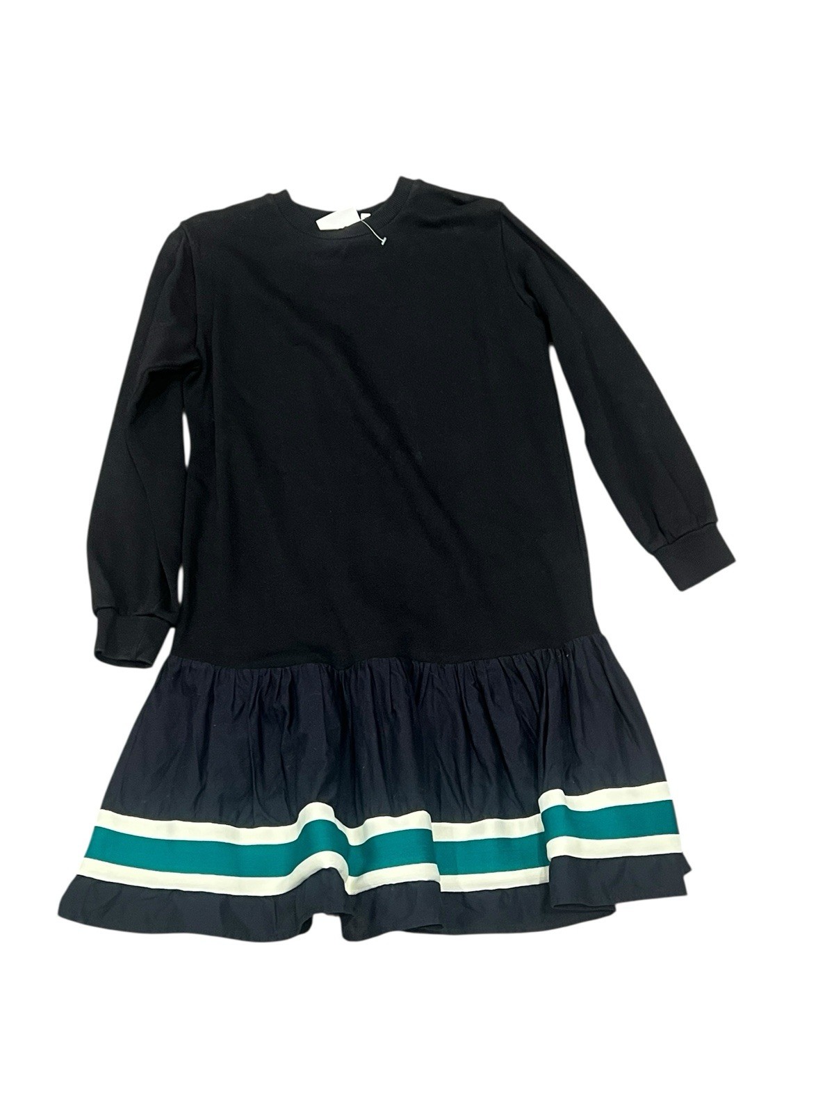 Molo Girl's 11-12 Black Carmen Sweatshirt Dress Striped Pullover  Organic Cotton