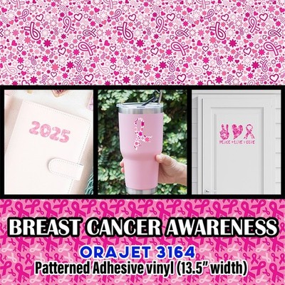 Breast Cancer Awareness Orajet 3164 Patterned Adhesive Vinyl 13.5'' Roll