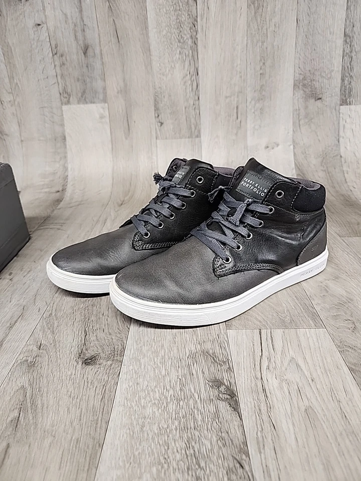 Zapato de caña alta de cuero gris Perry Ellis Portfolio Santa Cruze talla 9,5 para hombre Foto 4 de 4