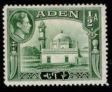 ADEN GVI SG16, ½a yellowish green, M MINT.