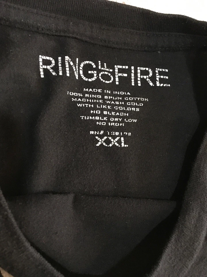 CAMISETA RARA VINTAGE Anillo de Fuego Gráfico Camiseta TALLA XXL MUCHO TRABAJO POCO DINERO Foto 3 de 4