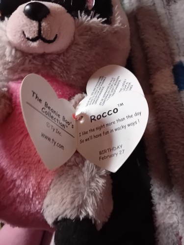 Ty Beanie Boos Rocco The Racoon, Small Plush Soft Toy - Picture 6 of 12