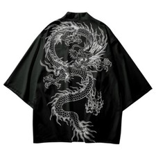 Men Ethnic Loose Yukata Blouse Kimono Robe Haori Happi Shirt Cardigan Jacket Top