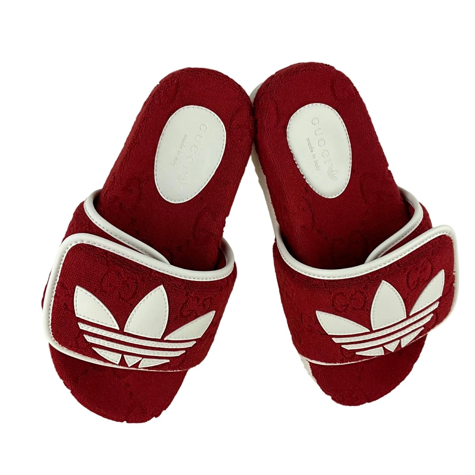 Gucci x Adidas sandalo donna GG platform colore rosso cotone spugna tg 36