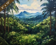 Kauai with lush forests oil painting 8x10 Print