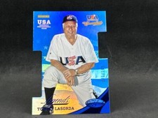 2013 PANINI USA BASEBALL TOMMY LASORDA CERTIFIED LEGENDS MIRROR BLUE 71/199