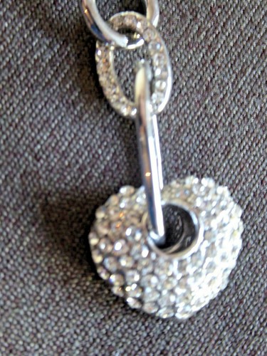 Heart Shaped Silver Metal Necklace Encrusted With Diamond Looking Stones