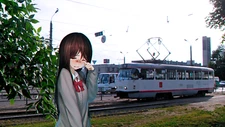 Anime girls sad crying tram russia transport Playmat Game Mat Desk