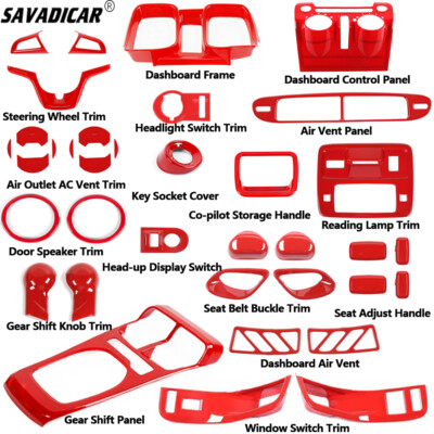 30pcs Red Interior Full Set Decoration Cover Trim Kit For Chevy Camaro 2012-2015