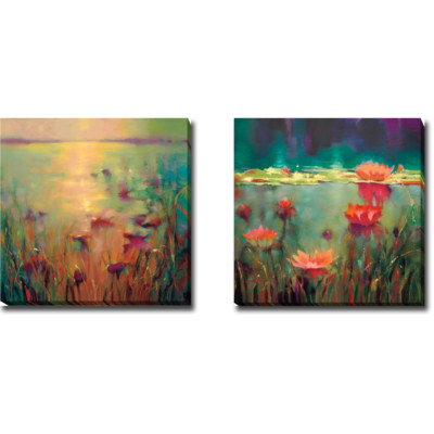 Morning & Nightfall by Young 2-pc Gallery-Wrapped Canvas Art Set (18 in x 18 in)