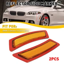 Front Bumper Reflectors Side Marker Amber  Lamps For 2011-2016 BMW 5 Series F10
