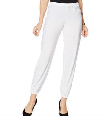 Slinky  Brand Solid Knit Harem Pant 656-758 White, 3X