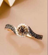 2.50Ct Lab Created Chocolate Diamond Halo Wedding Ring 14k Rose Gold Plated