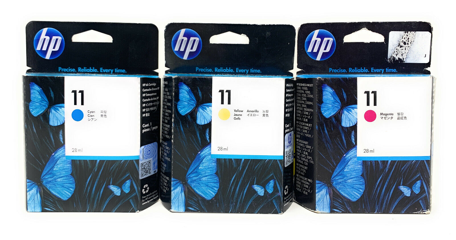 HP 11 Original Cyan Magenta Yellow Inkjet DesignJet 10ps/20ps/50
