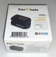 Zacurate 500DL Pro Series Black Finger Pulse Oximeter Oxygen Saturation O2 Meter