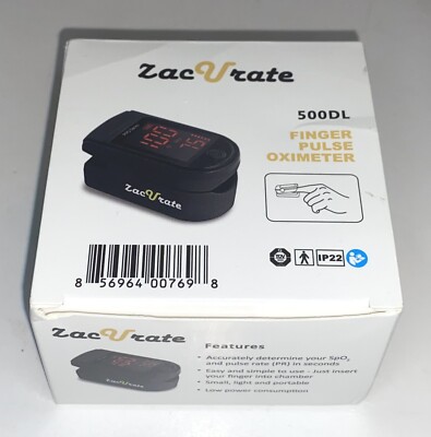 Zacurate 500DL Pro Series Black Finger Pulse Oximeter Oxygen Saturation O2 Meter