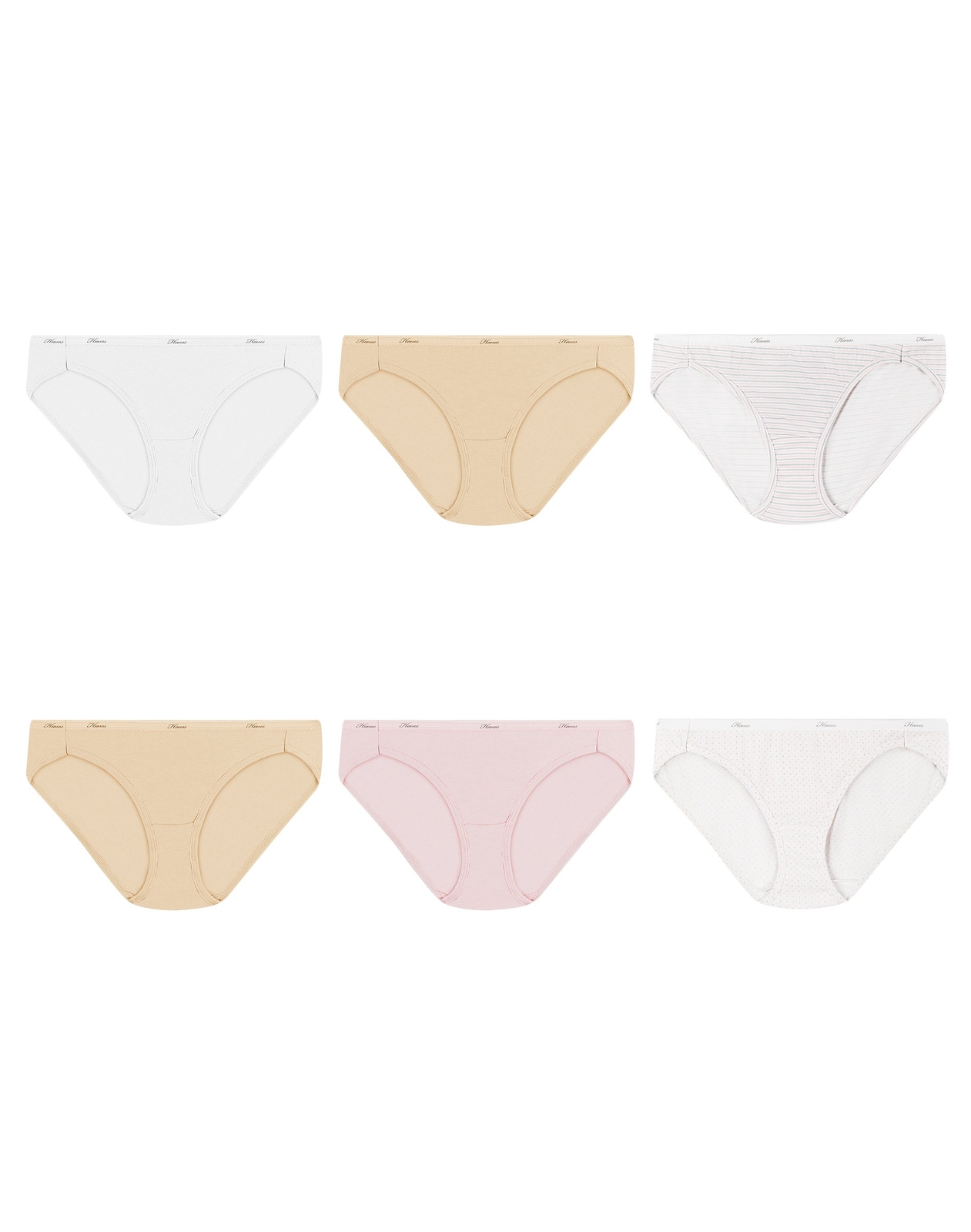 Hanes Bikini Panties 6Pack Cotton Ladies Underwear Preshrunk Womens