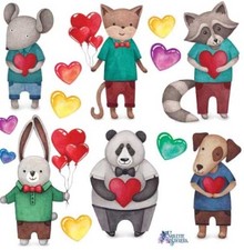 Violette Stickers Animal Love Heart Craft Planner Supply Scrapbook Panda Dog Cat