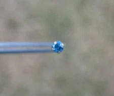 1.96mm 14K YELLOW GOLD 100% NATURAL BLUE DIAMOND NOSE PIN,FISHTALE,CERTIFICATE 