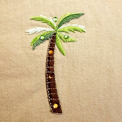 Vintage Resort Vacation Palm Tree Dress Applique Sequin Embroidered Tia  Design M