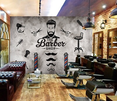 3D Fashion E932 Hair Cut Barber Shop Wallpaper Mural Wall Print Murals CA Erin