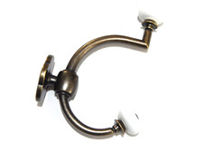 Vintage Coat Hook Antique Brass With Porcelian Ends for Hall Tree