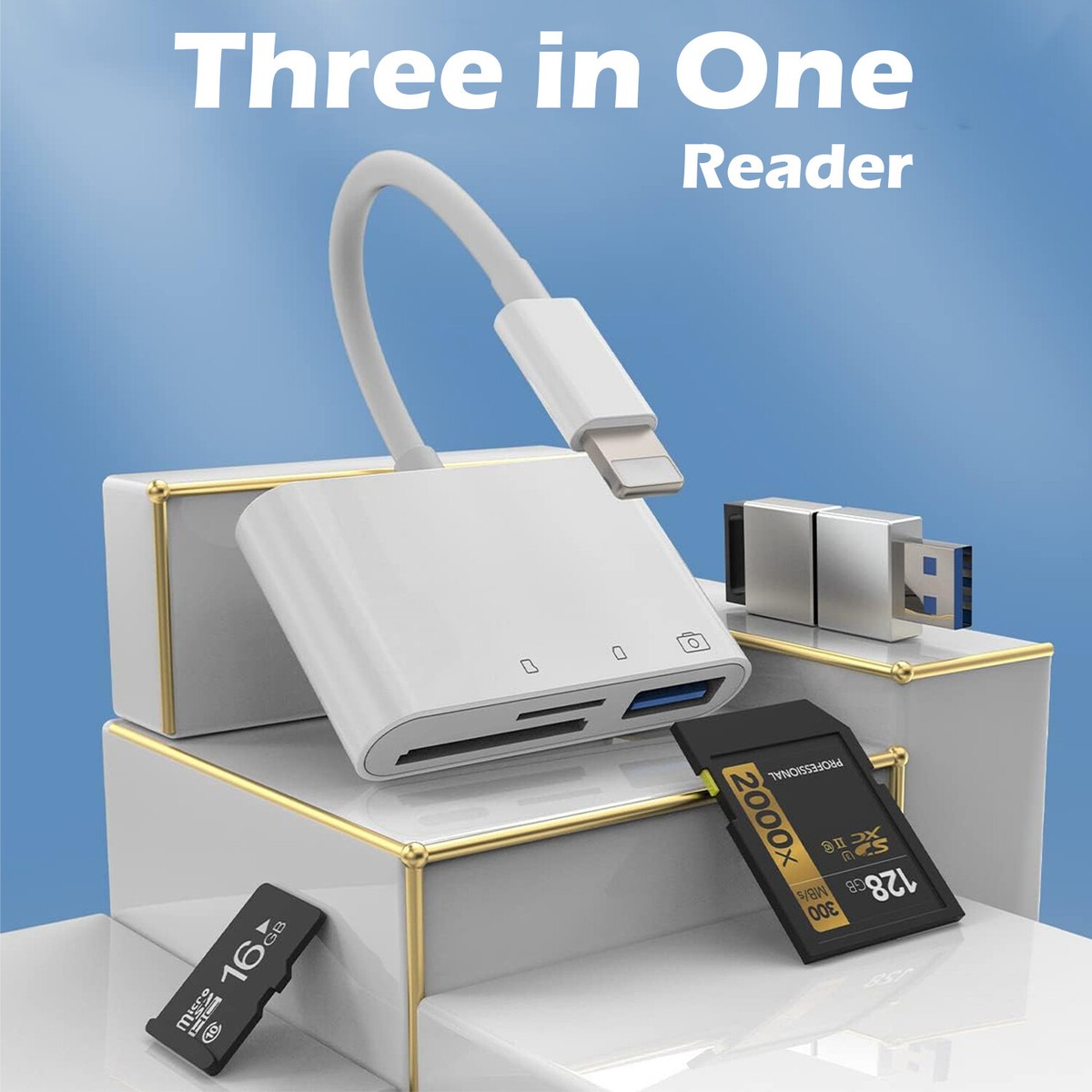 3-in USB SD Card Reader For iphone to SD/TF Card Card Reader Adapter