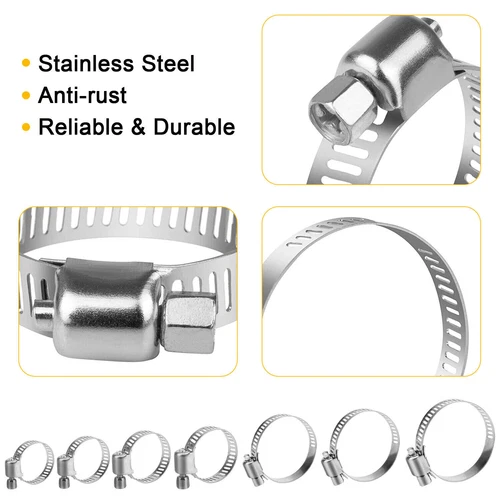 101Pcs Adjustable Hose Clamps Worm Gear Stainless Steel Clamp Assortment set - Picture 5 of 20