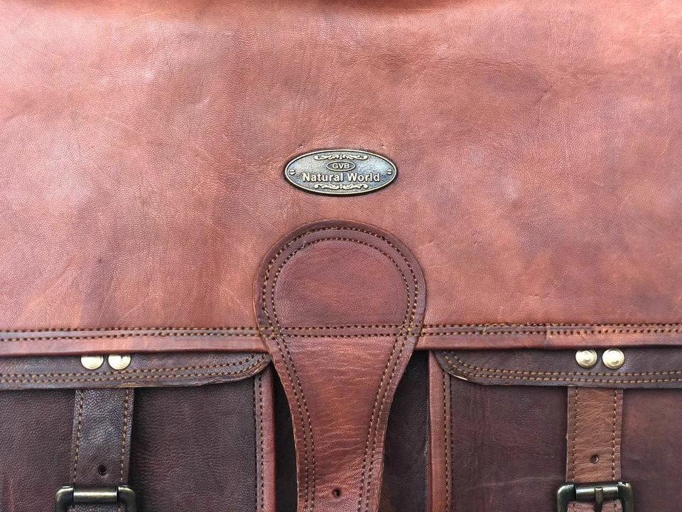 Handmade Men's Genuine Leather Vintage Laptop Messenger Briefcase Bag Satchel - Image 2 of 4