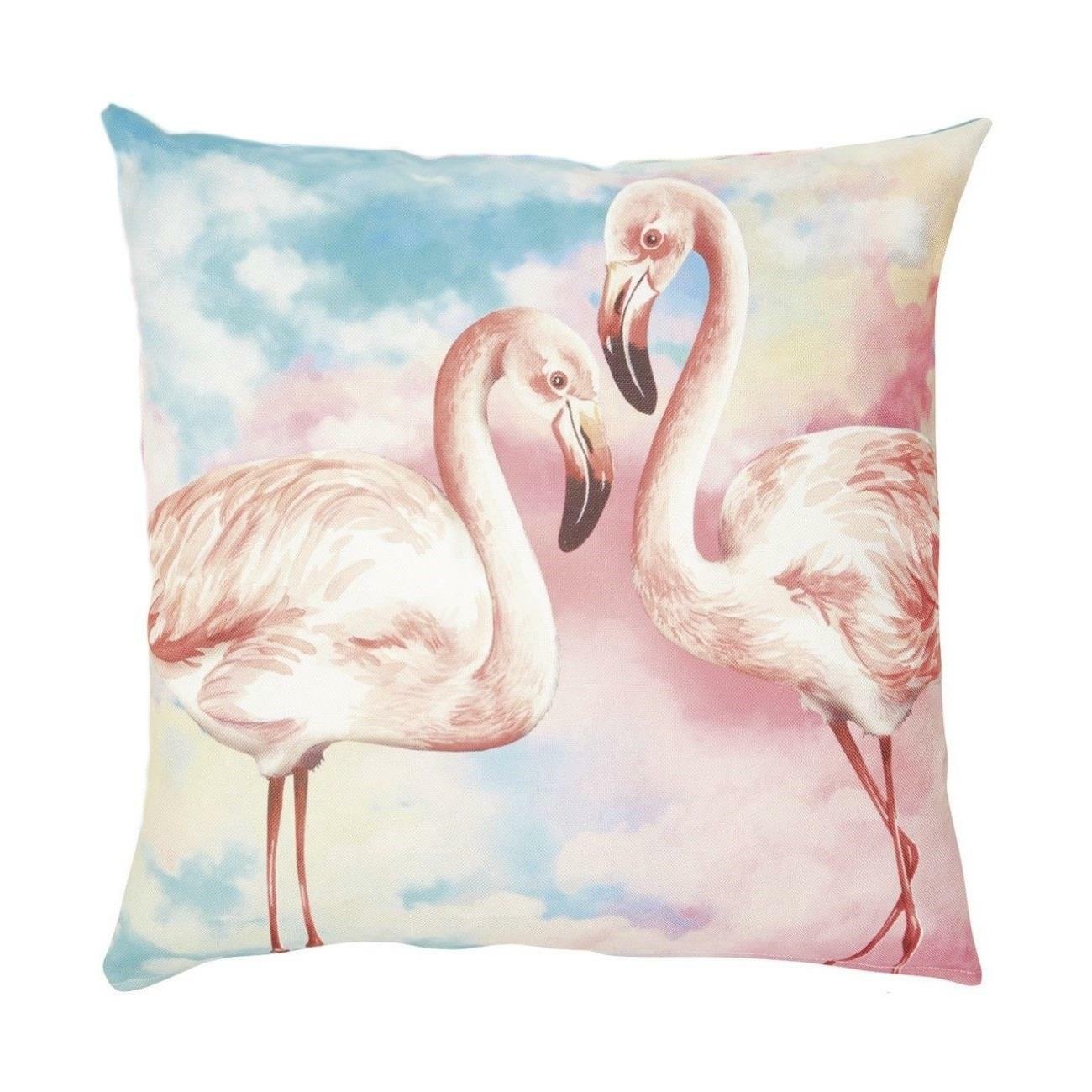 Pink Flamingo Double Sided Square Tropical Decorative Cushion & Cover 40 x 40cm