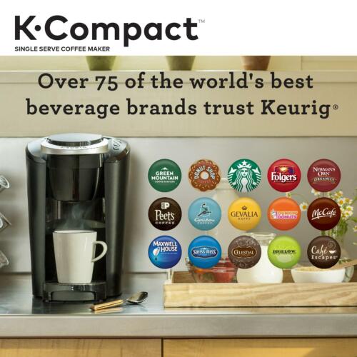 Cafetera de una sola porción Keurig K-Compact K-Cup Pod Brewer máquina negra 6-10 oz - Imagen 7 de 9