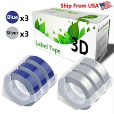 (3Blue+3Silver) LabelTape 3D Fit For Dymo Maxi 1755 Label Makers