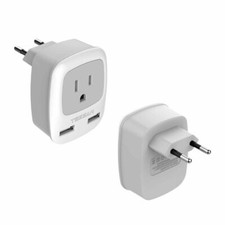  2 3 Pack TESSAN European Plug Adapter - Travel Power Outlet with 2 USB Type C