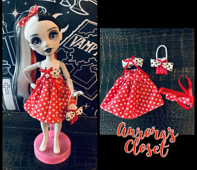 Rainbow High Custom Minnie Mouse Costume Top Skirt Purse Bow Polka Dot Red 365