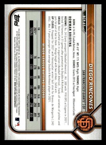2022 Bowman #BCP-65 Diego Rincones Mojo - Senza prezzo di riserva *TedsCardShack* - Foto 2 di 2