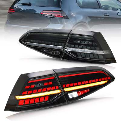 Pair SMOKE LED Tail Lights For 2014-2019 VW Golf MK7 GTI MK7.5 Rear Brake Lamps