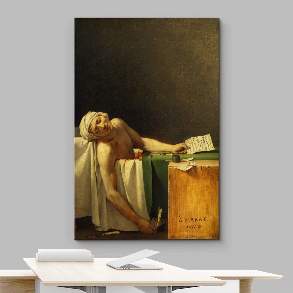 Wall26 The Death of Marat 作者 Jacques-Louis 万圣节深色帆布印花墙艺术 — 第 2/4 张图片