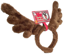 PLUSH REINDEER HEADBAND ANTLERS Rudolf Hat Brown Fur Moose Funny Costume Deer