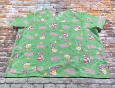 Tweety Bird Scrub Top Ladies XXL Green Christmas Nurse Veterinarian Womens