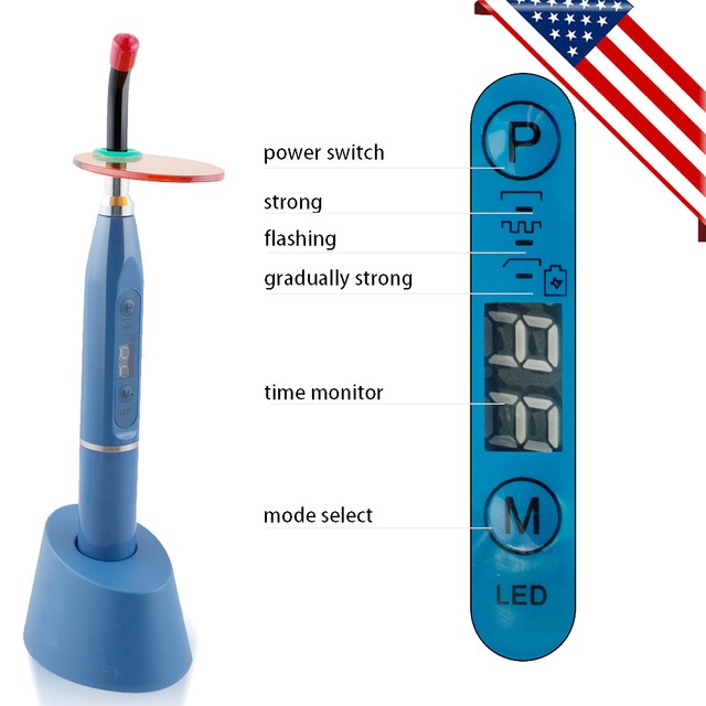 Blue Dentist Dental 5W Wireless Cordless LED Curing Light Lamp 1500MW