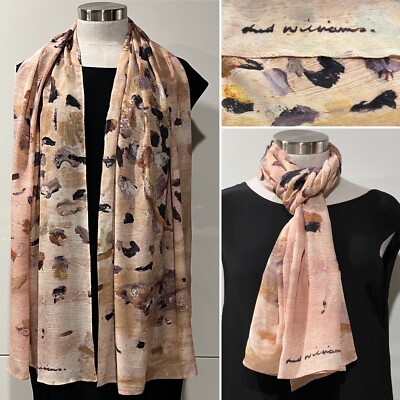 NGV Fred Williams ''Trees on Hillside'' Print Silk Crepe de Chine Scarf 49cmx170cm