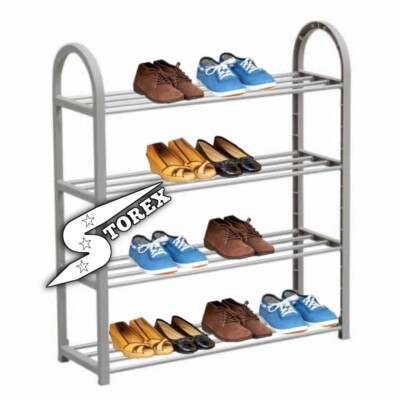 4-stufig grau Boden Stehschuhregal Organizer Freier Ständer Regal Halter Aufbewahrung