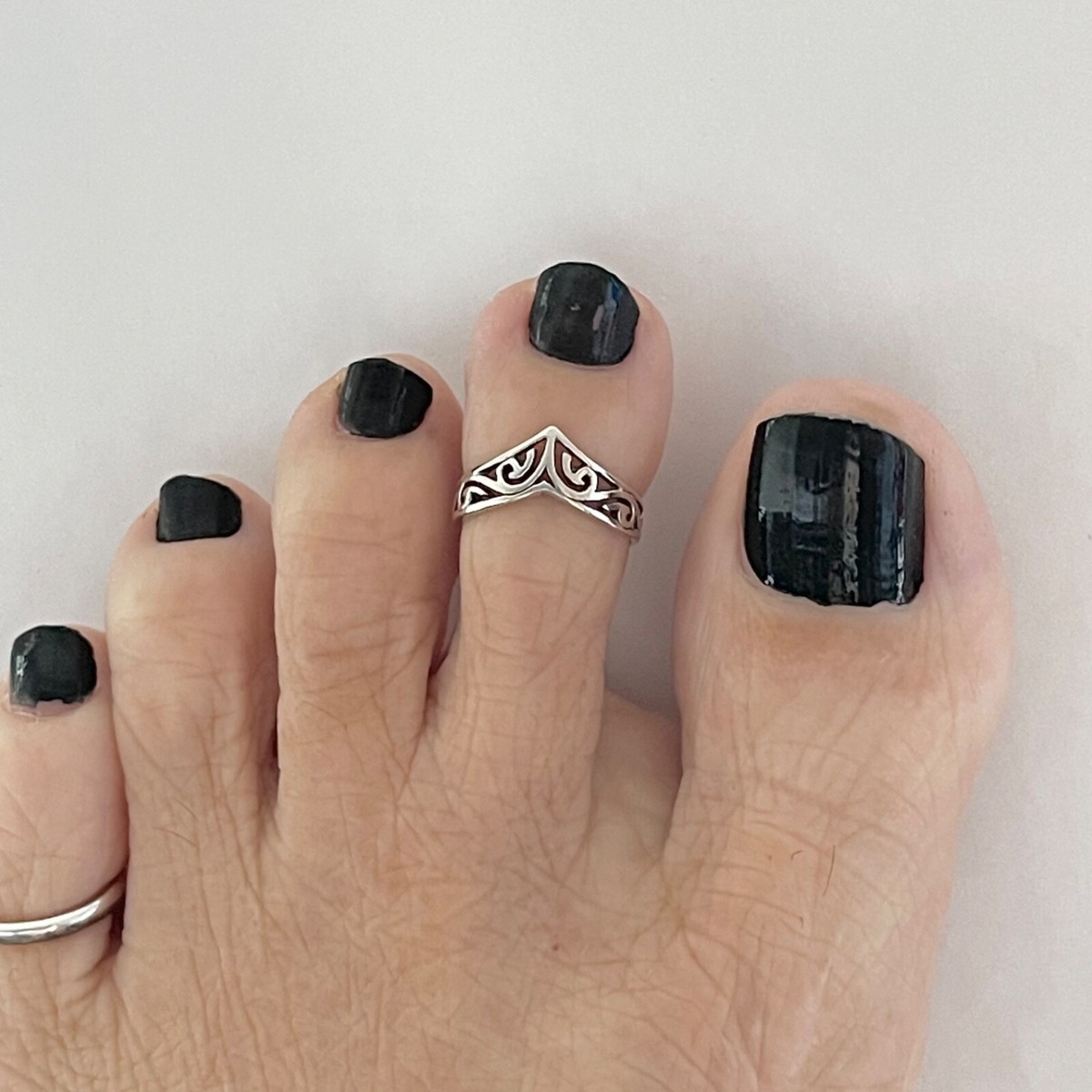Sterling Silver V Shaped Filigree Toe Ring, V Shape Ring Sterling Silver V Shaped Filigree Toe Ring, V Shape Ring
