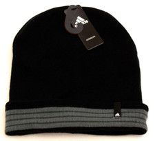 Adidas Aeroready Black Core II Fold Knit Cuff Beanie Men's One Size NWT