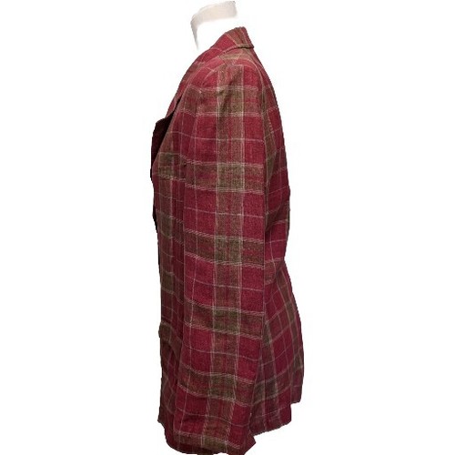 Vintage L.L. BEAN Women's Red Plaid Linen Blazer Jacket 3-Button Classic - Picture 2 of 16