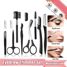 3  11PCS Eyebrow Grooming Tool Set   Stainless Steel Scissors, Tweezers, Razor 