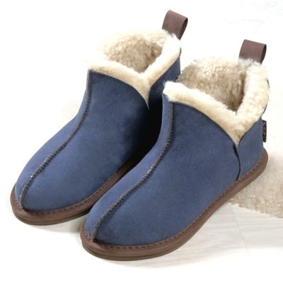 Celtic & Co Shearling Lined Suede Ankle Booties Women s 8 Blue Cozy All Season