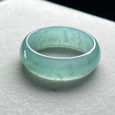 Natural Jadeite A-grade Wide Edition Ice Glutinous Bottom Light Blue Green Ring