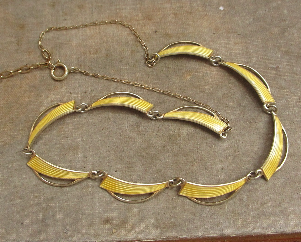 VINTAGE SCANDINAVIAN SILVER GILT & ENAMEL NECKLACE | eBay UK