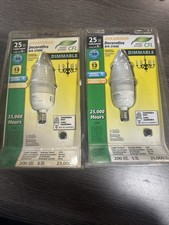 Sylvania 25w Candelabra Base Dimmable Light Bulbs 2 NOS